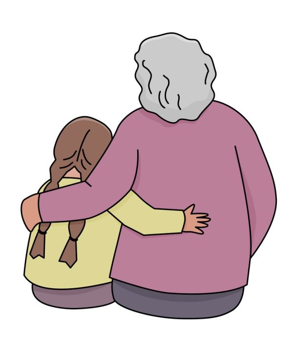 grandmother-is-hugging-a-granddaughter-vector-45890488